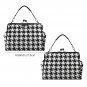 Black White Houndstooth Kisslock Crossbody Shoulder Bag