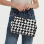 Black White Houndstooth Kisslock Crossbody Shoulder Bag