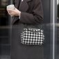 Black White Houndstooth Kisslock Crossbody Shoulder Bag