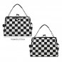 Checkered Black and White Kisslock Crossbody Shoulder Bag