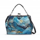 Marble Blue Kisslock Crossbody Shoulder Bag