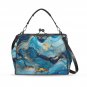 Marble Blue Kisslock Crossbody Shoulder Bag