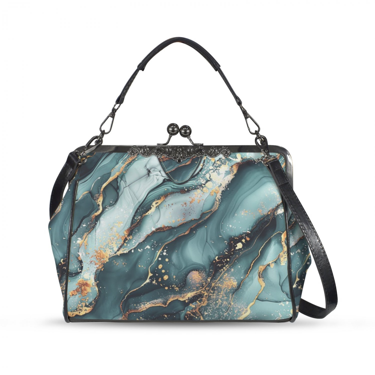 Marble Tosca  Kisslock Crossbody Shoulder Bag