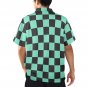Men's Anime Inspired Black Green Checkerboard Hawaiian Shirt (Size S-5XL)