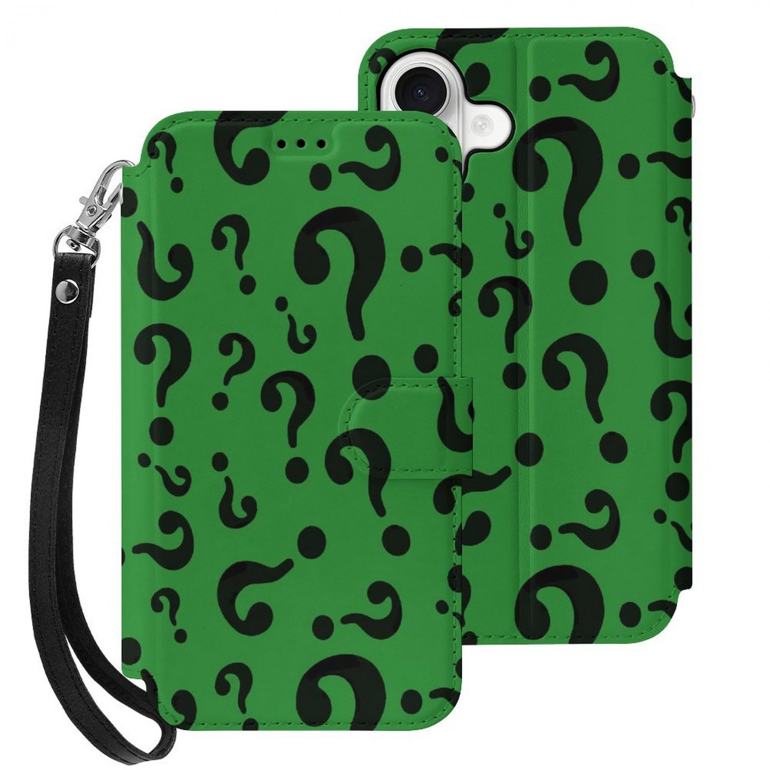 Riddler Green Questions Flip Wallet Case for iPhone 17 / Air /Pro/Pro Max /15/16