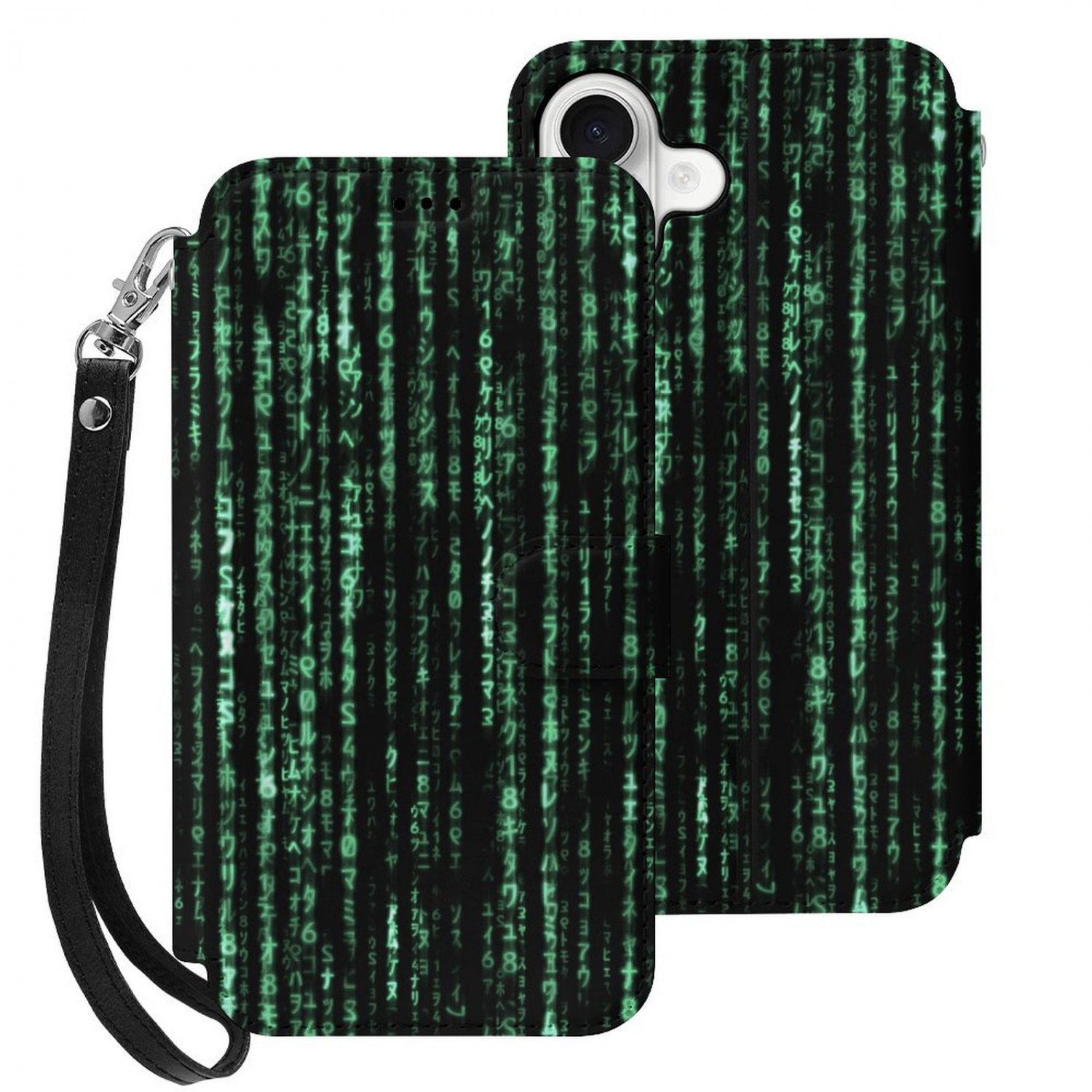 Matrix Raining Code Flip Wallet Case for iPhone 17 / Air /Pro/Pro Max /15/16