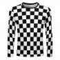 Black White Checkerboard Long Sleeve Cotton T-shirt (Size S - 5XL)