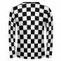 Black White Checkerboard Long Sleeve Cotton T-shirt (Size S - 5XL)