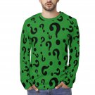 Green Riddler Questions Long Sleeve Cotton T-shirt (Size S - 5XL)