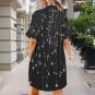 Black Falling Stars Button Front Shirt Dress (Size XS - 5XL)