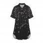 Black Falling Stars Button Front Shirt Dress (Size XS - 5XL)