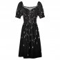 Woman Black Falling Stars Sweetheart Neck Puff Sleeve Dress (Size 2XS to 6XL)