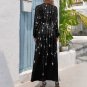 Woman Black Falling Stars Long Sleeve High Neck Long Dress (Size XS to XL)
