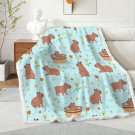 Caypbara Blue Double-Layer Flannel Sherpa Blanket 51" × 59"