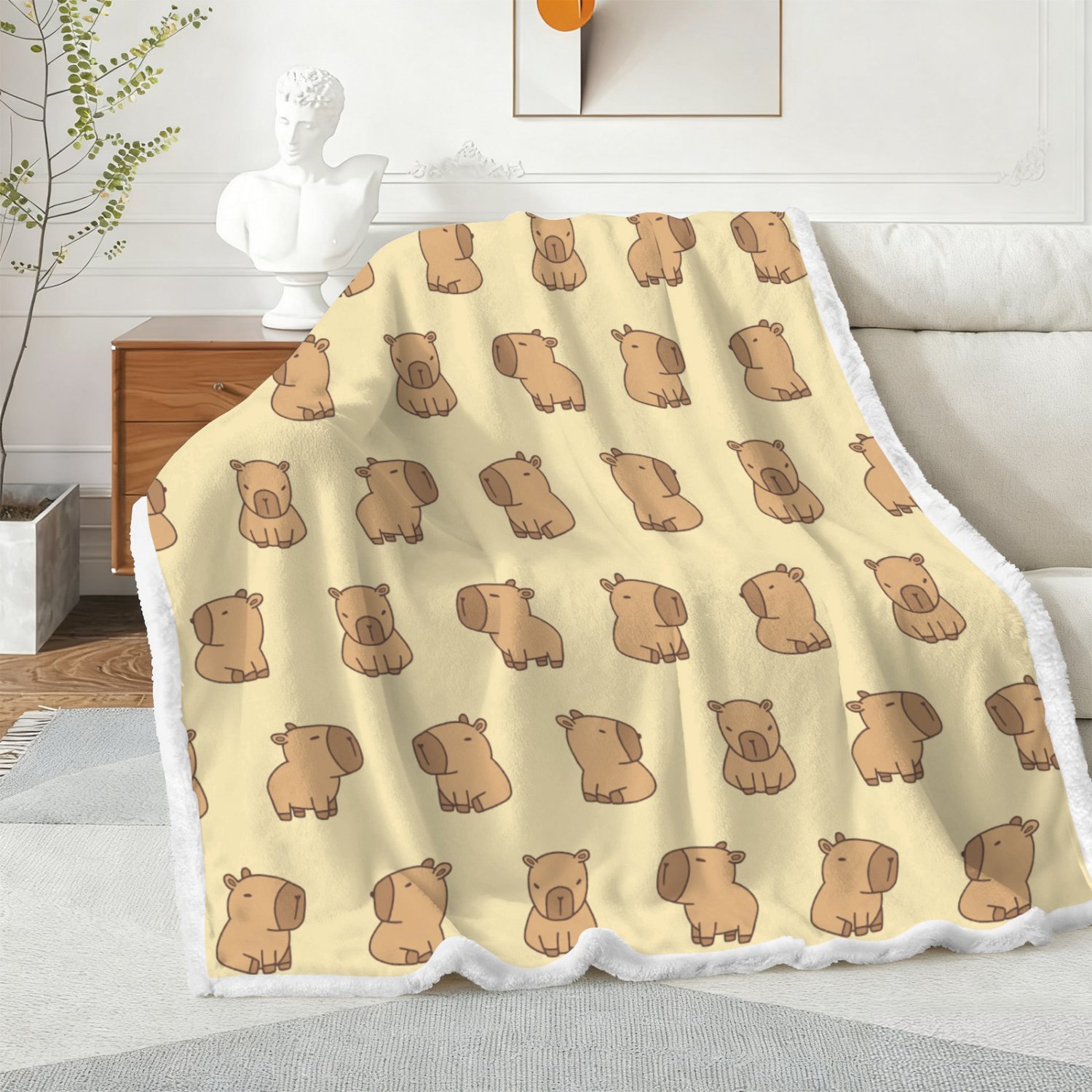 Caypbara Cream Double-Layer Flannel Sherpa Blanket 51" &Atilde;� 59"