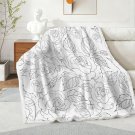 Flower Floral Rose Line Art Double-Layer Flannel Sherpa Blanket 51" × 59"