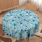 Sky Blue Terrazo Pattern Round Tablecloth 36" 50" 60" 70"