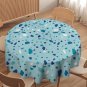 Sky Blue Terrazo Pattern Round Tablecloth 36" 50" 60" 70"