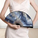 Navy Marble Double-Sided Custom Folding Fan