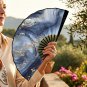 Navy Marble Double-Sided Custom Folding Fan