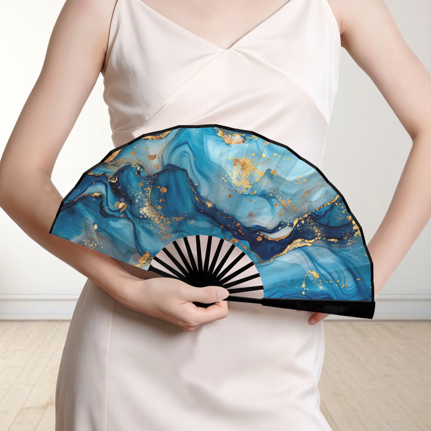 Blue Marble Double-Sided Custom Folding Fan