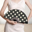 Black Polkadot Double-Sided Custom Folding Fan