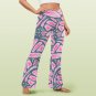 Women's V-Crossover High Waisted Flare Leggings, Pink Abstract Pattern