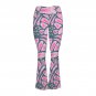Women's V-Crossover High Waisted Flare Leggings, Pink Abstract Pattern