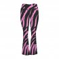 Women's V-Crossover High Waisted Flare Leggings, Pink Black Abstract Brush Stroke Pattern