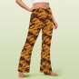 Women's V-Crossover High Waisted Flare Leggings, Orange Abstract Pattern