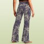 Women's V-Crossover High Waisted Flare Leggings, Gray Abstract Pattern