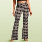 Women's V-Crossover High Waisted Flare Leggings, Gray Animal Skin Abstract Pattern