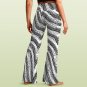 Women's V-Crossover High Waisted Flare Leggings, Monochrome Wavy Stripes Pattern