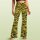 Women's V-Crossover High Waisted Flare Leggings, Black Yellow Tiger Pattern