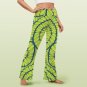 Women's V-Crossover High Waisted Flare Leggings, Lime Spiral Pattern