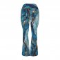 Women's V-Crossover High Waisted Flare Leggings, Blue Marble Gold Tone