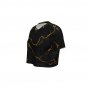 Women&acirc;��s Cropped V-Neck Soccer Jersey, Black Golden Marble Design