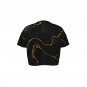 Women&acirc;��s Cropped V-Neck Soccer Jersey, Black Golden Marble Design