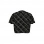 Women&acirc;��s Cropped V-Neck Soccer Jersey, Black Diagonal Plaid Tartan Pattern