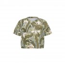 Women’s Cropped V-Neck Soccer Jersey, Art Nouveau Snowdrops Flower Pattern