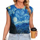 Women's Knitted Vest, Starry Night Van Gogh Art