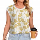 Women's Knitted Vest, Golden Ginkgo Biloba Pattern