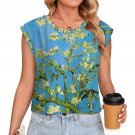 Women's Knitted Vest, Almond Blossom Van Gogh Art