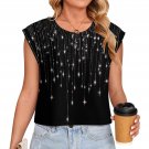 Women's Knitted Vest, Black Falling Stars