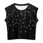 Women's Knitted Vest, Black Falling Stars