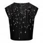 Women's Knitted Vest, Black Falling Stars