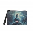 Carry-All Pouch 7''x5'', Buddha Meditating with Lotus Statue Night Scene
