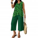 Sleeveless Top & Cropped Wide-Leg Pants Set, Green Riddler Questions, Four-way Stretch Fabric