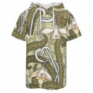 Men’s Short Sleeve Drawstring Front Pocket Hoodie, Art Nouveau