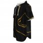 Men&acirc;��s Short Sleeve Drawstring Front Pocket Hoodie, Black Marble Gold Lines Graphic Print